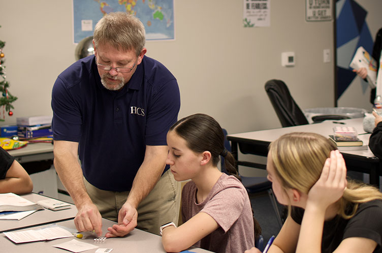 Hillsdale Christian School middle school science class